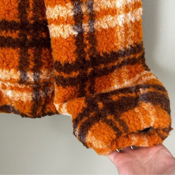 NWT apparis Francis Sherpa zip jacket plaid small orange‎ brown womens - Picture 8 of 13